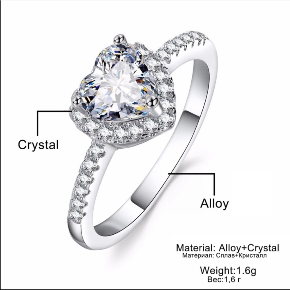 Mew Crystal heart shaped zircon ring - Picture 4 of 5